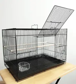 Alden Design 30" Bird Cage With Slide-Out Tray and Wood Perches, Black