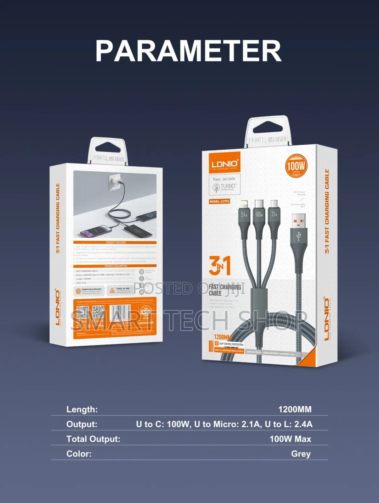 Ldnio Lc97u Universal Multi-Function Charging Cable Tablet 3 in 1