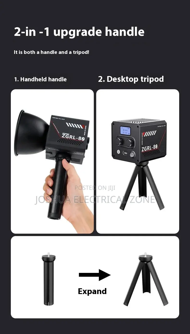 80w Led Video Light With Built-in Rechargeable Battery And Adjustable