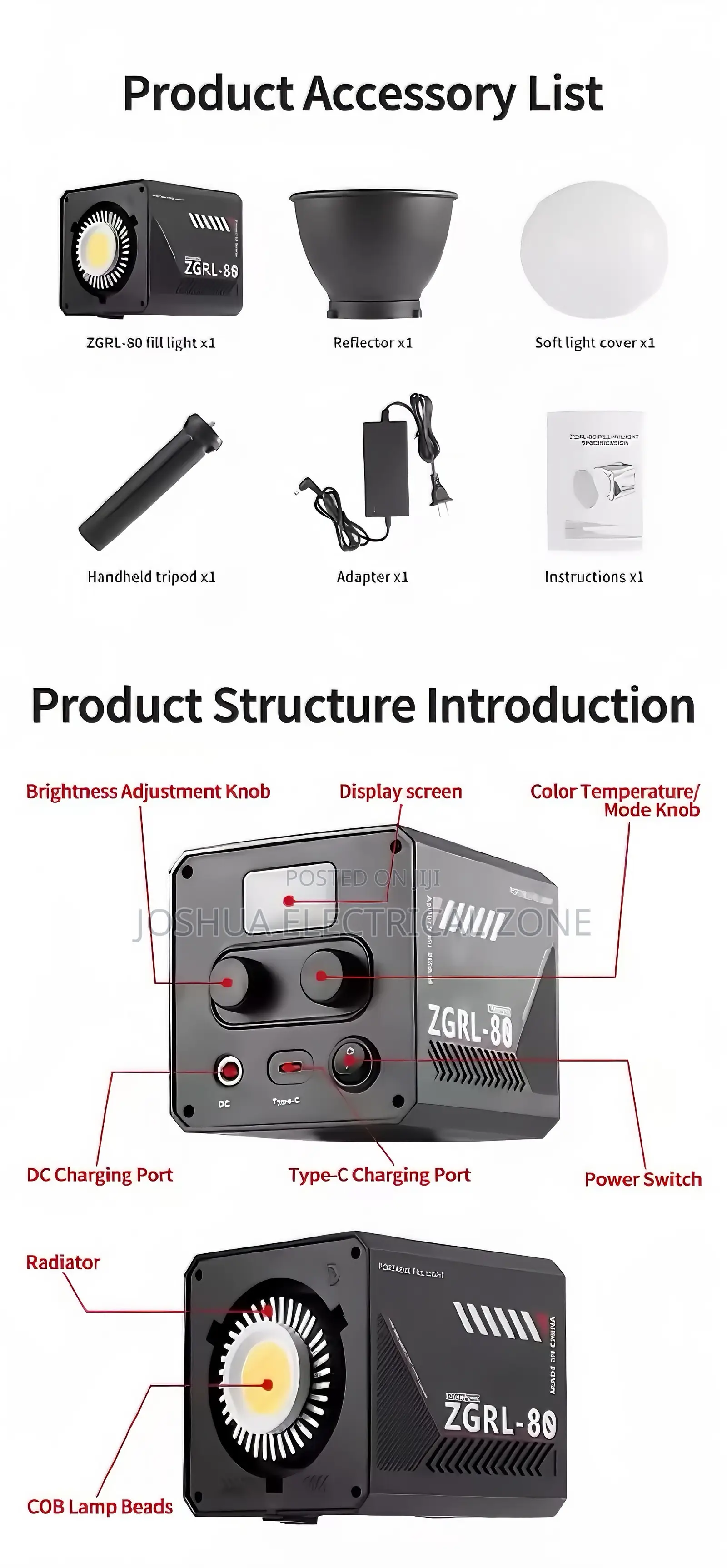 80w Led Video Light With Built-in Rechargeable Battery And Adjustable