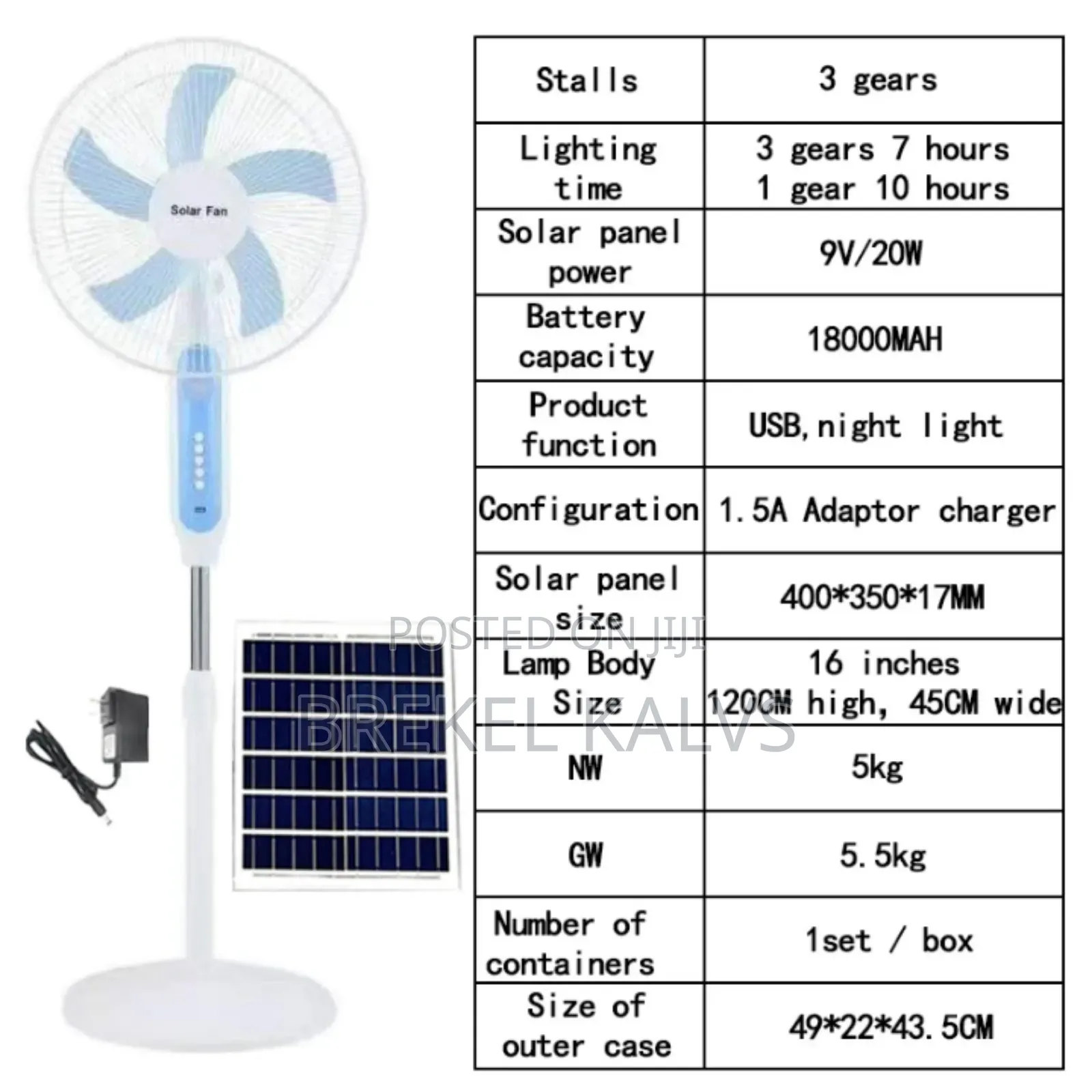 Electric Rechargeable Solar Fan