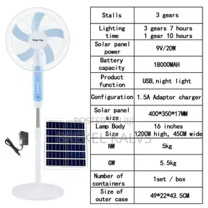 Electric Rechargeable Solar Fan