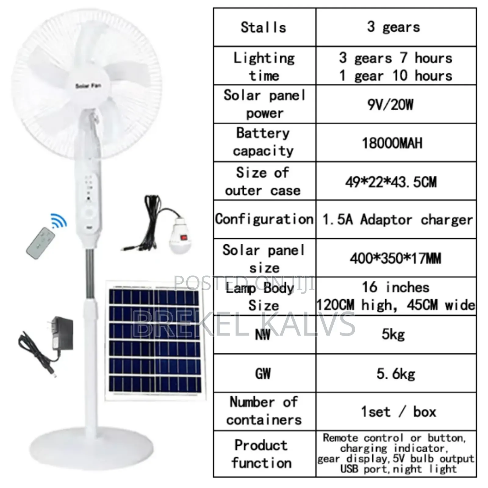 Electric Rechargeable Solar Fan