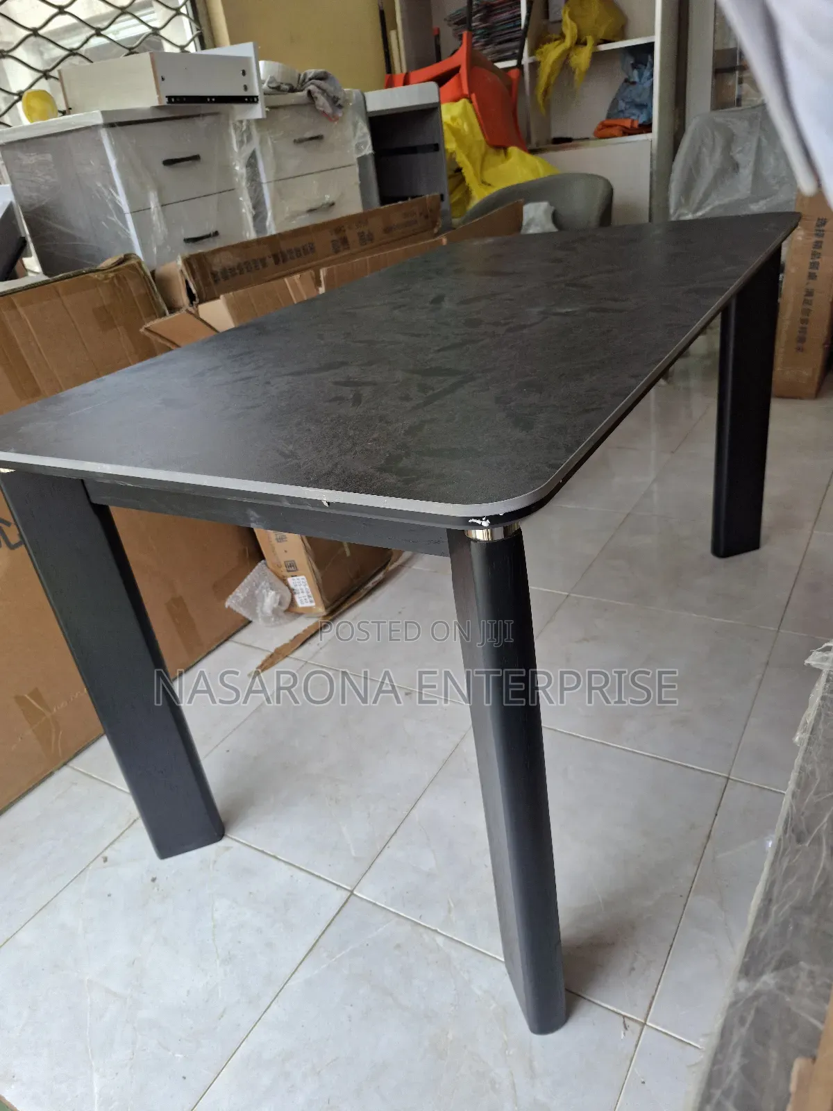 Black Design Glass Top Dinning Table