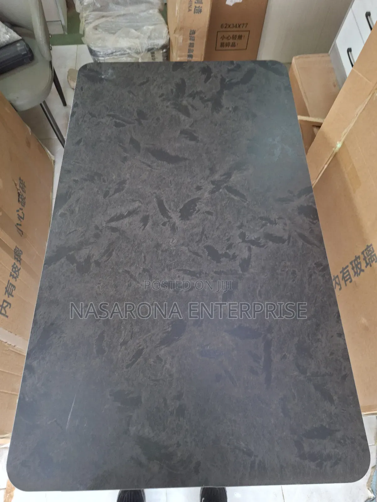 Black Design Glass Top Dinning Table