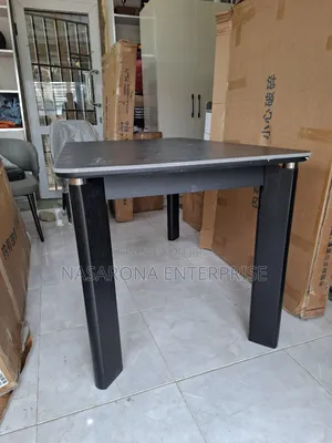 Black Design Glass Top Dinning Table