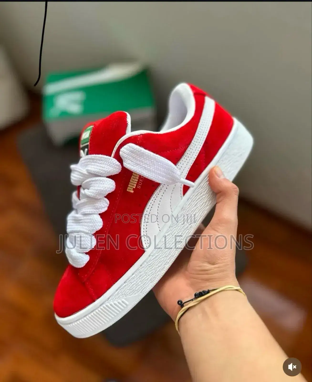 Puma Suede Big Lace Xl Red and White