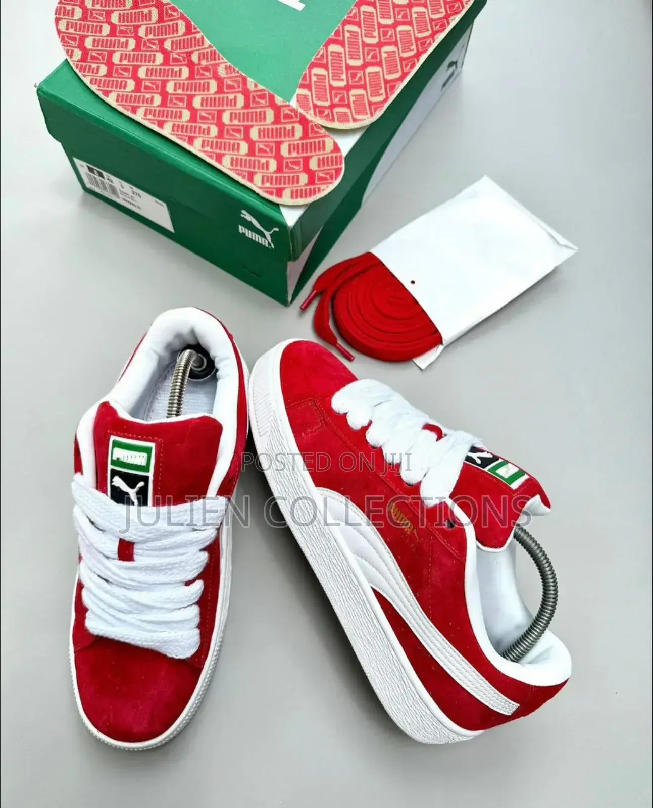 Puma Suede Big Lace Xl Red and White