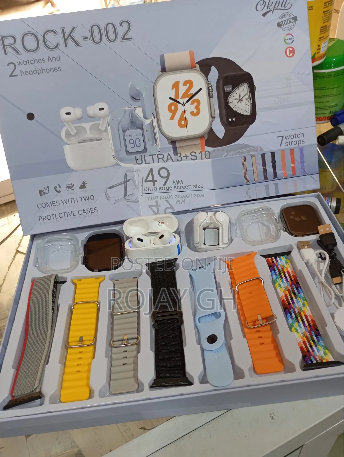 Rock-002 Smartwatch Combo for Couples, 2 Smart Watches, 2 Airpods 