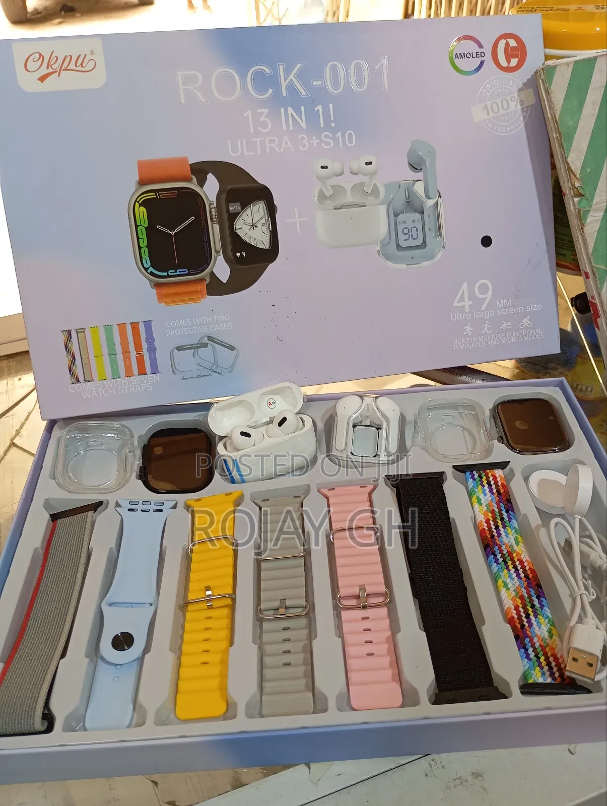 Rock-001 Smart Watch Combo for Couples With 2 Smart Watches, 2 Airpods