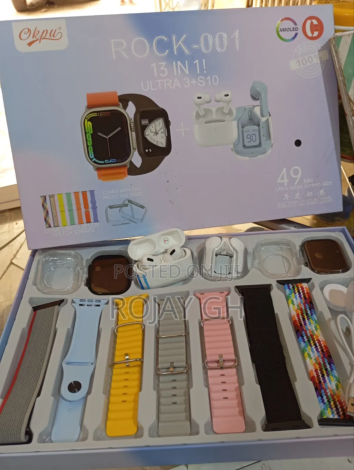 Rock-001 Smart Watch Combo for Couples With 2 Smart Watches, 2 Airpods