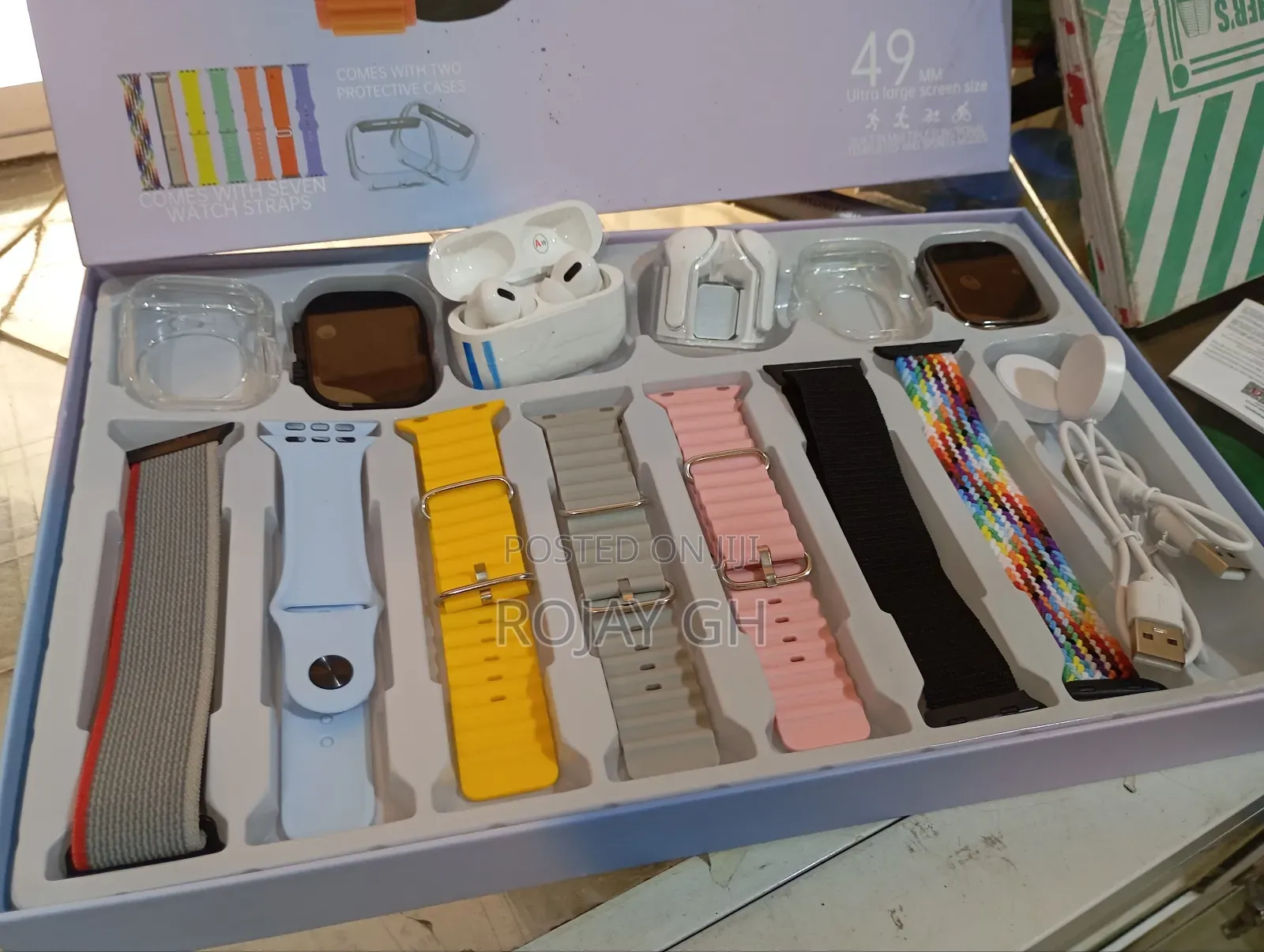 Rock-001 Smart Watch Combo for Couples With 2 Smart Watches, 2 Airpods