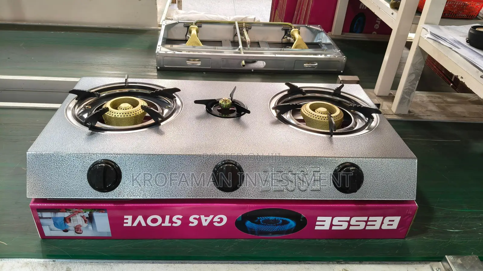 Besse 3burner Solid Gas Cooker - Grey
