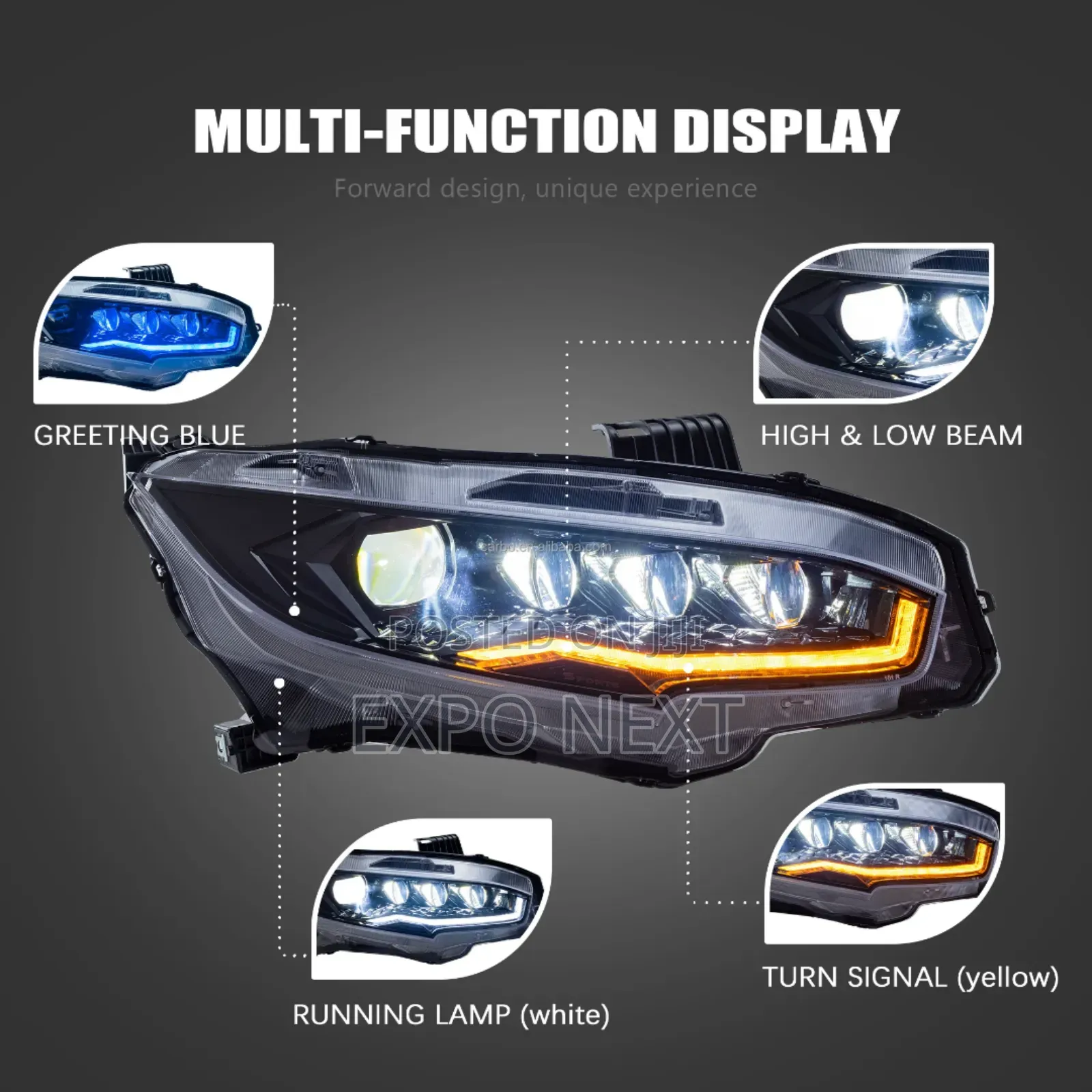 Full Led Headlights For 10th Gen Honda Civic 2016-2022
