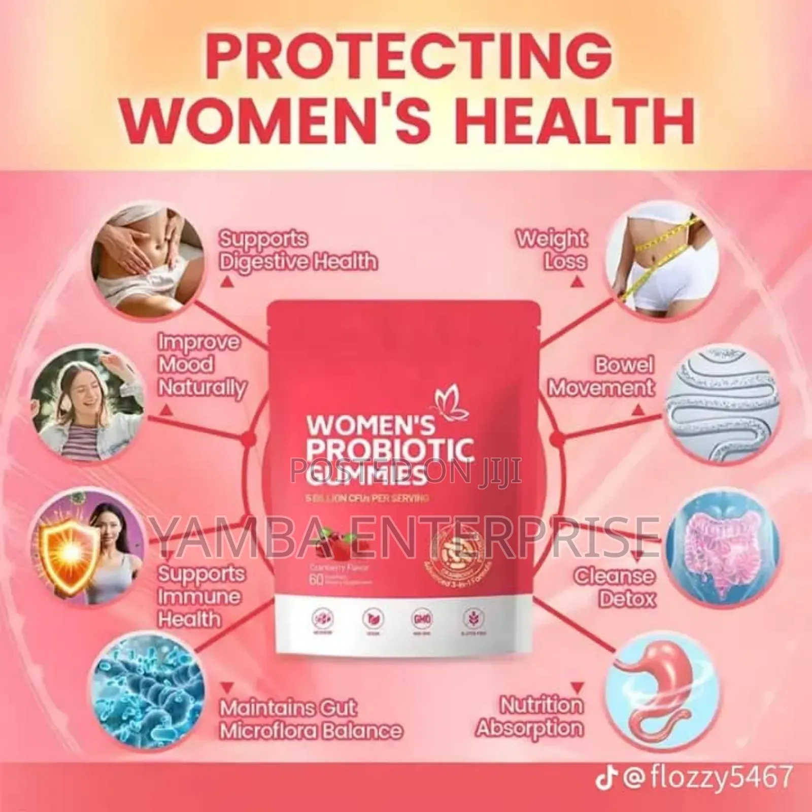Women’S Probiotic Gummies – Cranberry Flavor (60 Gummies)