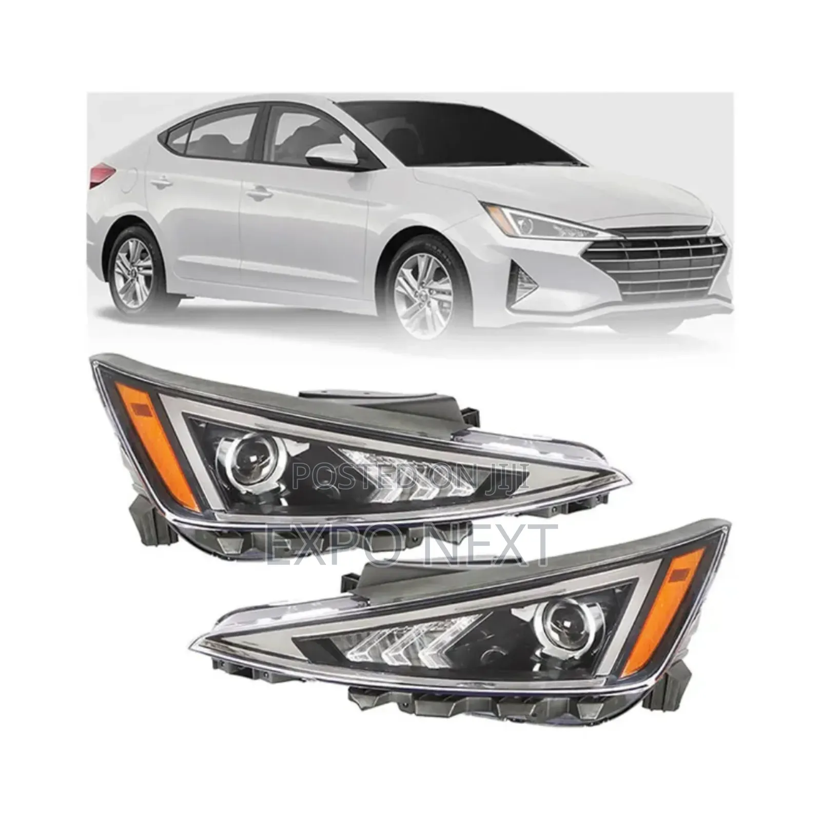 2019-2020 Hyundai Elantra Headlight Halogen Headlamps Pair