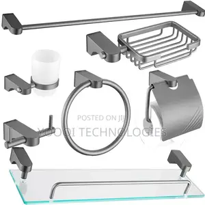 7pcs Gun Grey Stainless Steel Bathroom Accessories Set