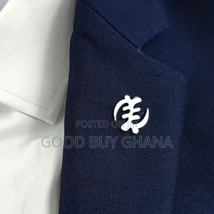 Gye Nyame Adinkra Label Pin Gold Silver Black
