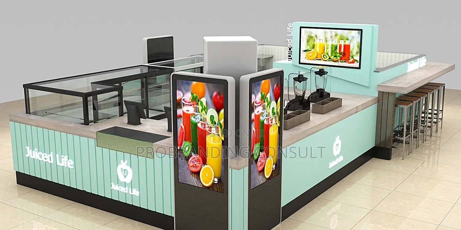 Digital Kiosk: Stage, Display Stand, Pos, Tent, Coffee, Snacks,