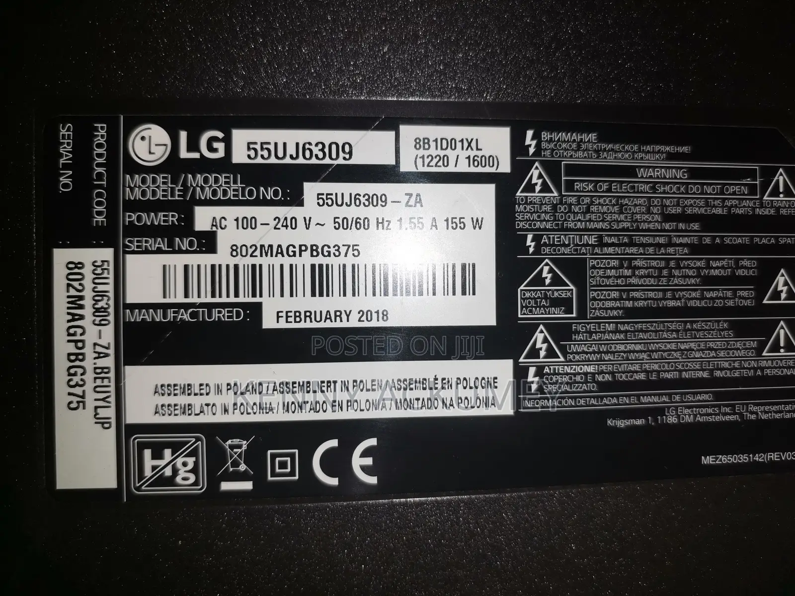 Smart Lg Tv With Broken Screen for Sale.