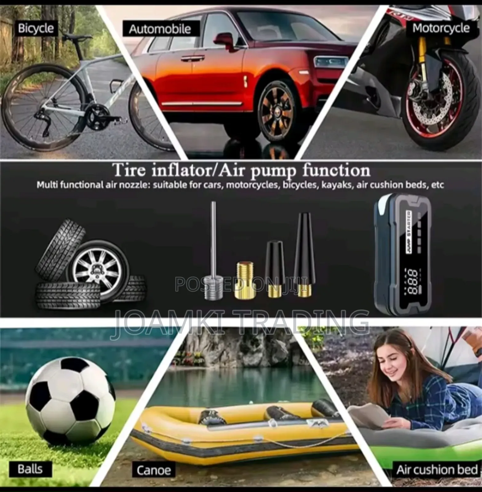 Car Jump Starter With Tyre Inflator, 4000a Peak Current, 24,000mah
