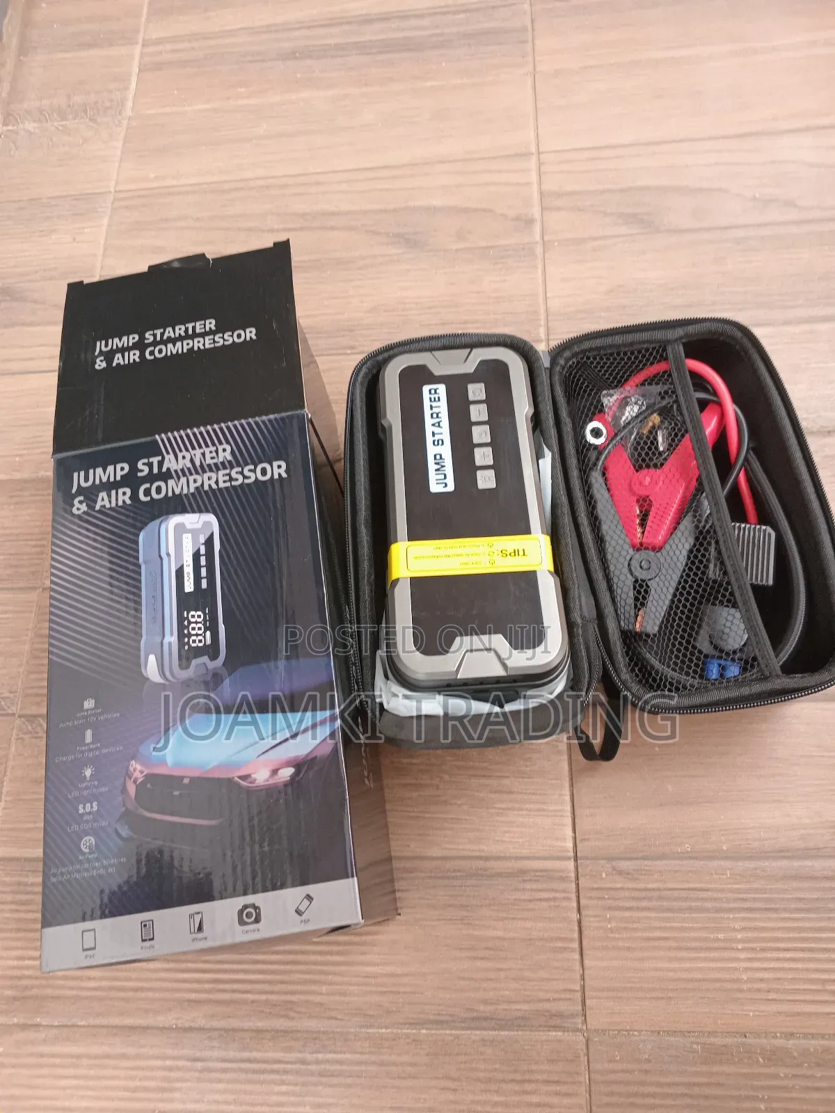 Car Jump Starter With Tyre Inflator, 4000a Peak Current, 24,000mah