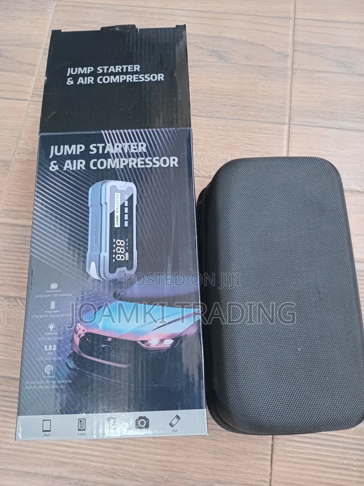 Car Jump Starter With Tyre Inflator, 4000a Peak Current, 24,000mah