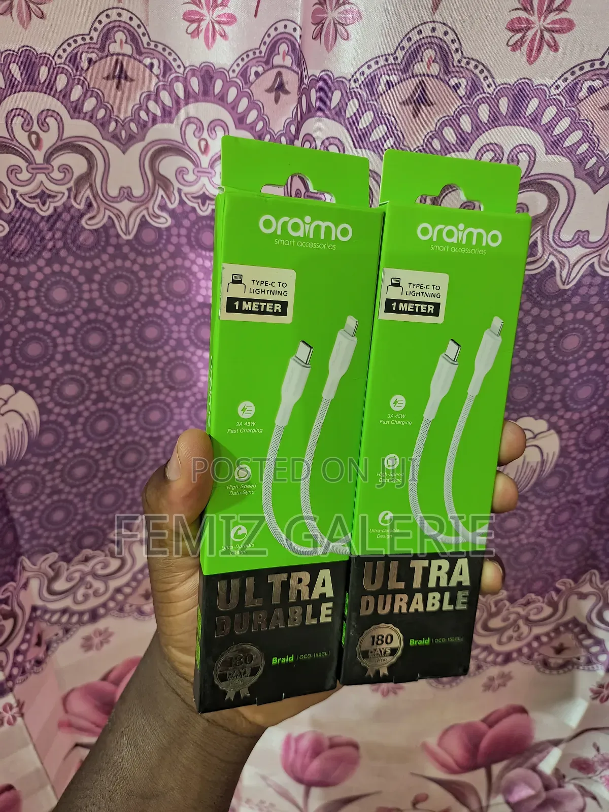 Oraimo Braid 3a 45w Fast Charging Type-C to Lightning With 1m