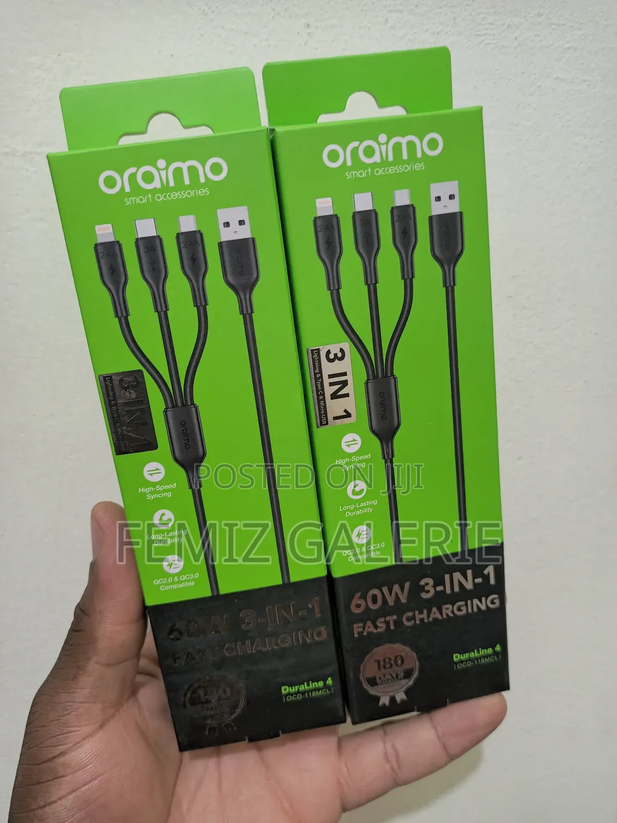 Oraimo Duraline 4 3a 1.2m 3 in 1 Cable