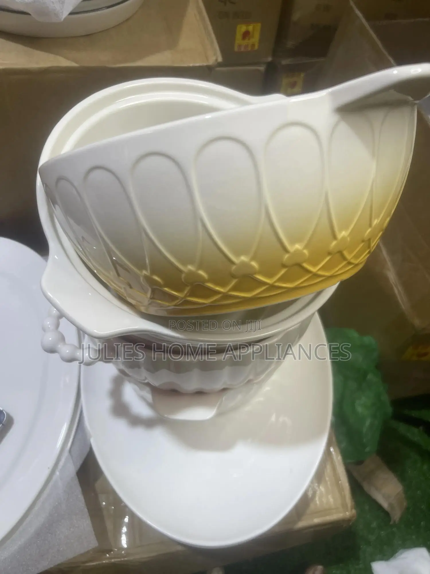 Beautiful Big Ceramic Mix Fufu Blows / Plates / Tea Pot