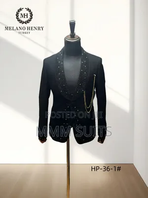 Quality Black Tuxedo Men Suit With Stones Design From Turkey