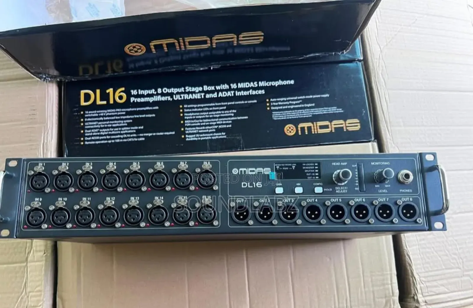 Midas Dl16 16-input, 8-output Stage Box.