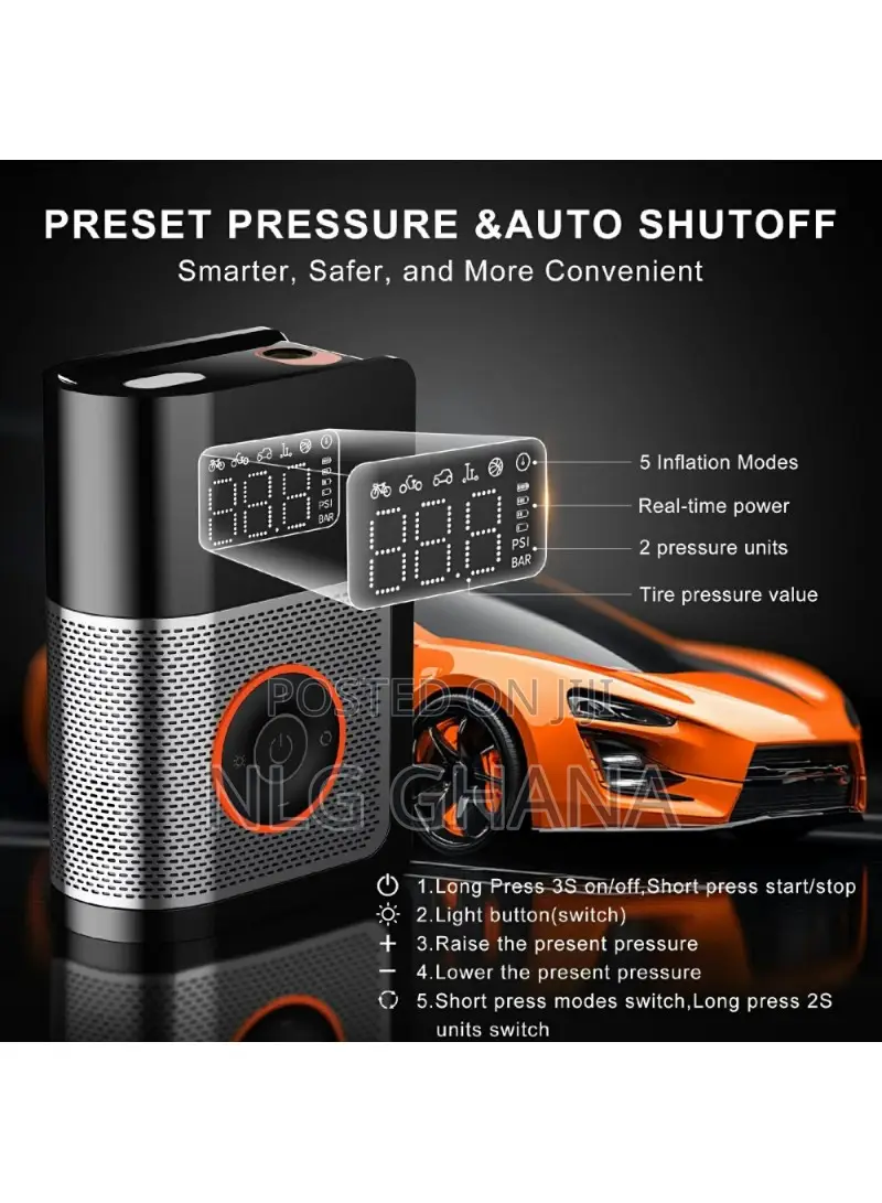 Portable Mini Air Compressor for Car Digital Display. Tvx28460