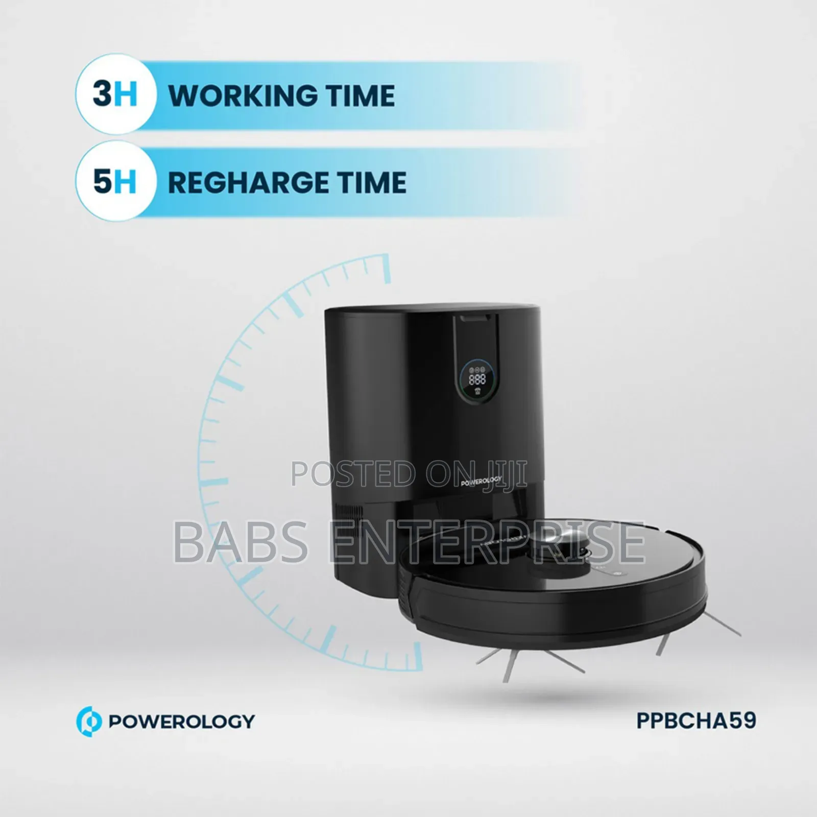 Powerology Robo Vacuum Cleaner 4000pa 4000mah  Auto-emptying Dock
