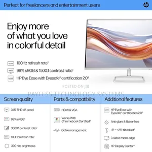Hp 532sf Monitor-31.5 Inches FHD Lcd|Va|Vga|Hdmi|Black