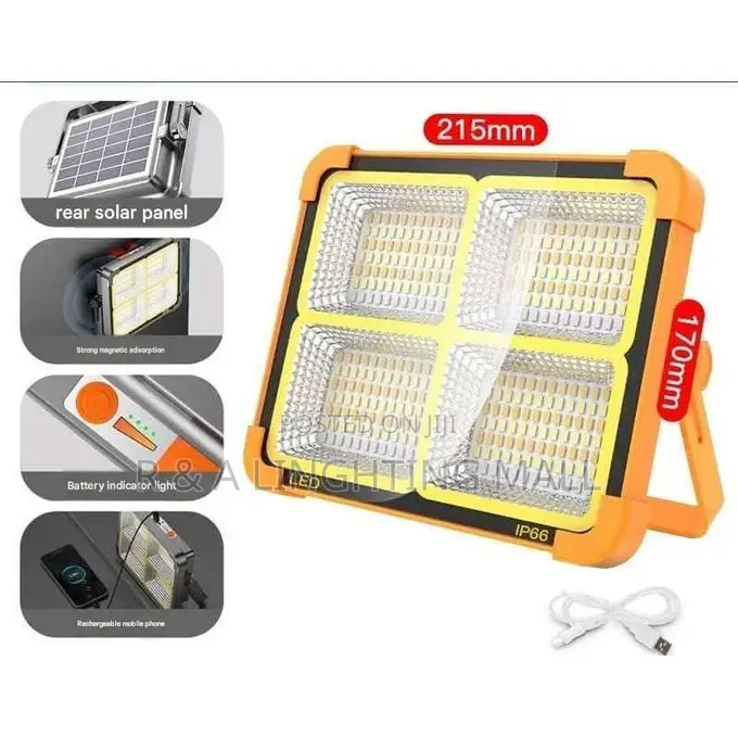 Indoor/Outdoor Portable Led Solar Flood Light - 100w - Yellow