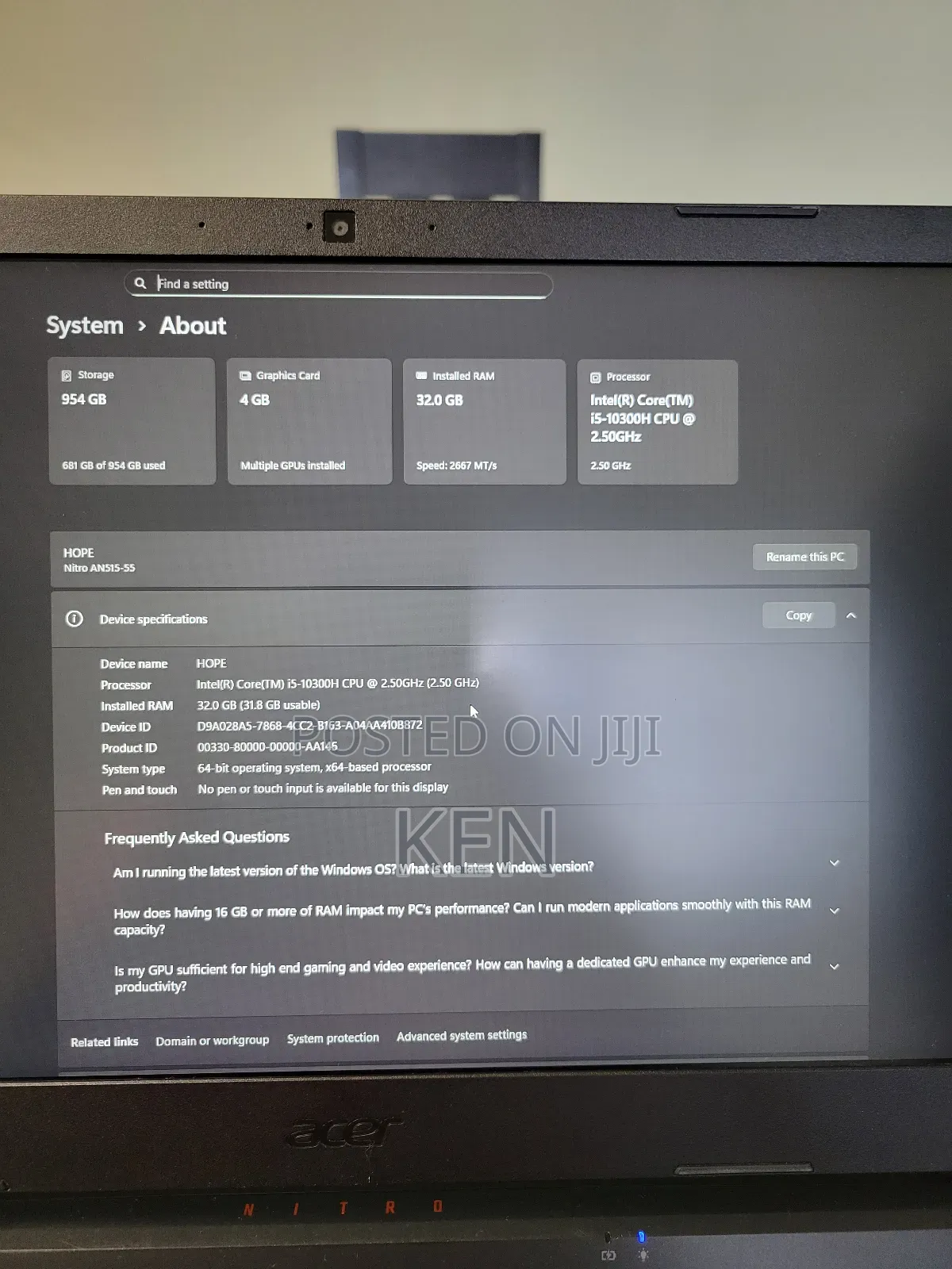 Laptop Acer Nitro 5 32GB Intel Core i5 eMMC 1T