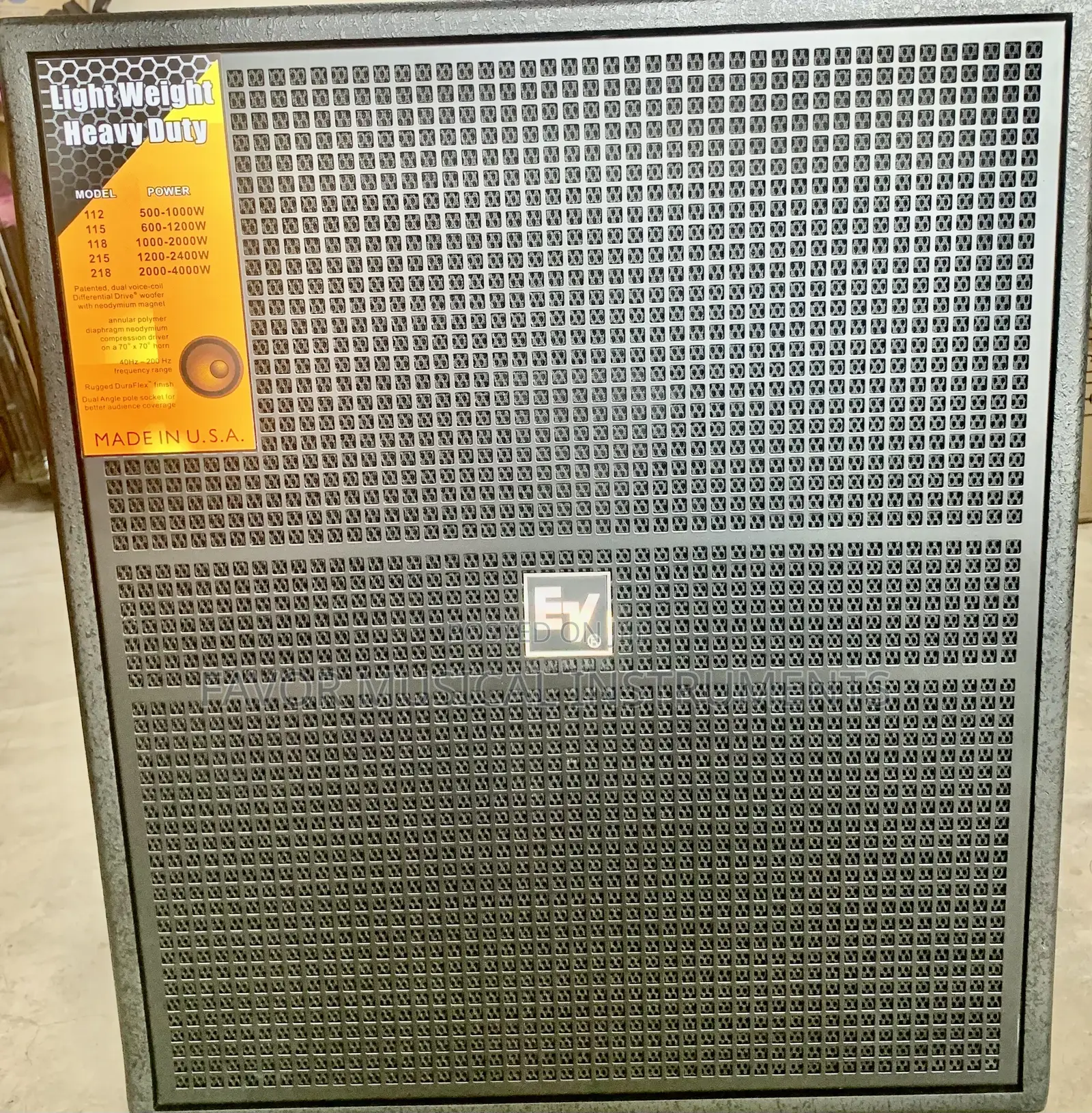 18” Inches Ev Single Passive Sub Bass Speaker