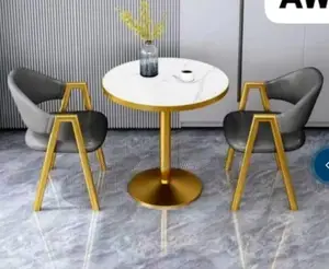 Gray and Gold 2 Seater Dining Set (Light Weight Table)