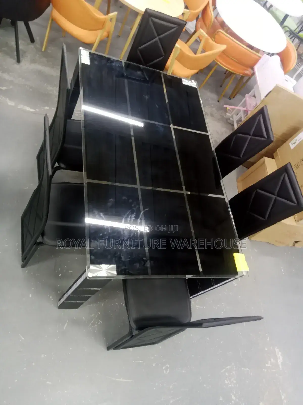 Heavy Black Tempered Glass Dining Set