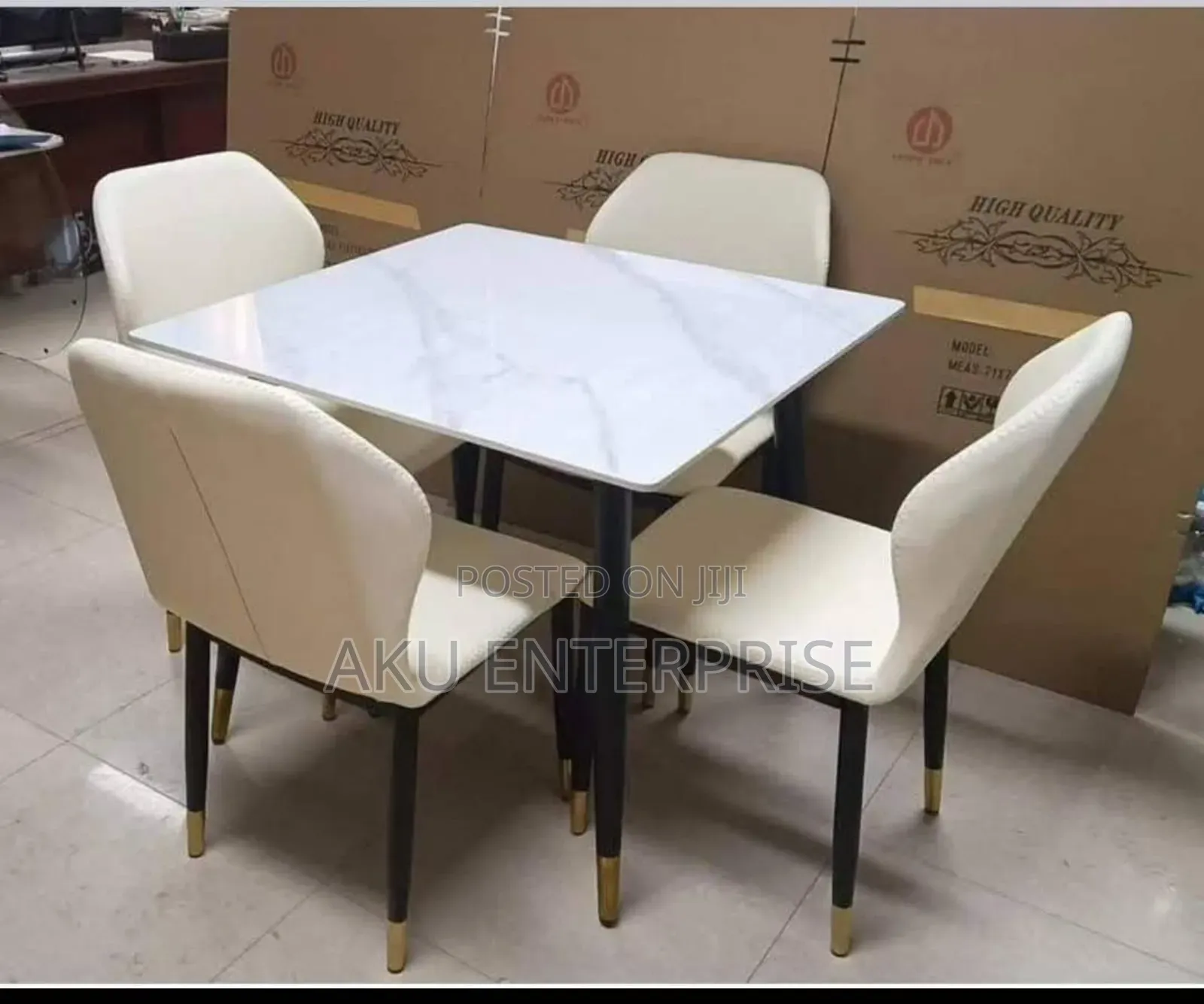Dinning Table With 4 Chairs Black White Grey