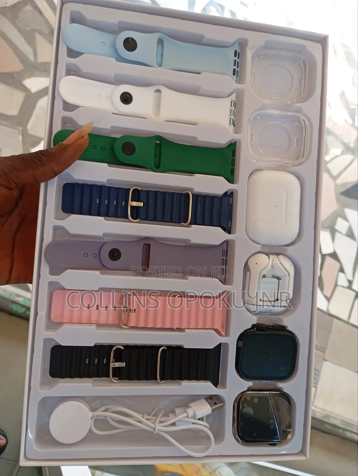 Rock 004 Smart Watches Ultra 3+S10 13 in 1, 2 Airpods, 7 Straps -Black