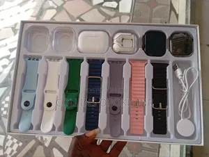 Rock 004 Smart Watches Ultra 3+S10 13 in 1, 2 Airpods, 7 Straps -Black
