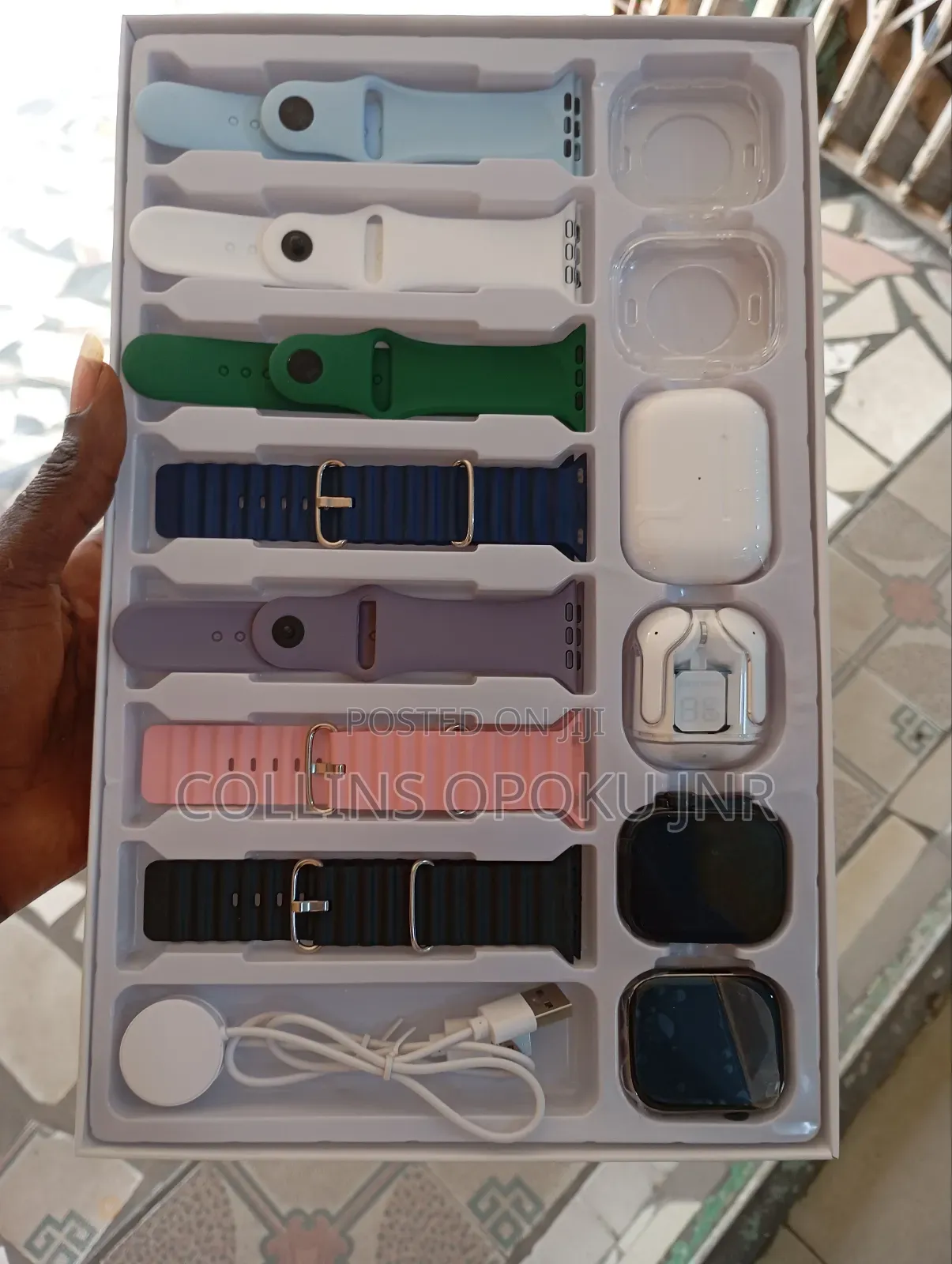 Rock 004 Smart Watches Ultra 3+S10 13 in 1, 2 Airpods, 7 Straps -Black
