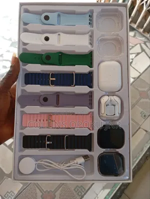 Rock 004 Smart Watches Ultra 3+S10 13 in 1, 2 Airpods, 7 Straps -Black
