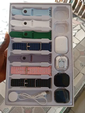 Rock 004 Smart Watches Ultra 3+S10 13 in 1, 2 Airpods, 7 Straps -Black