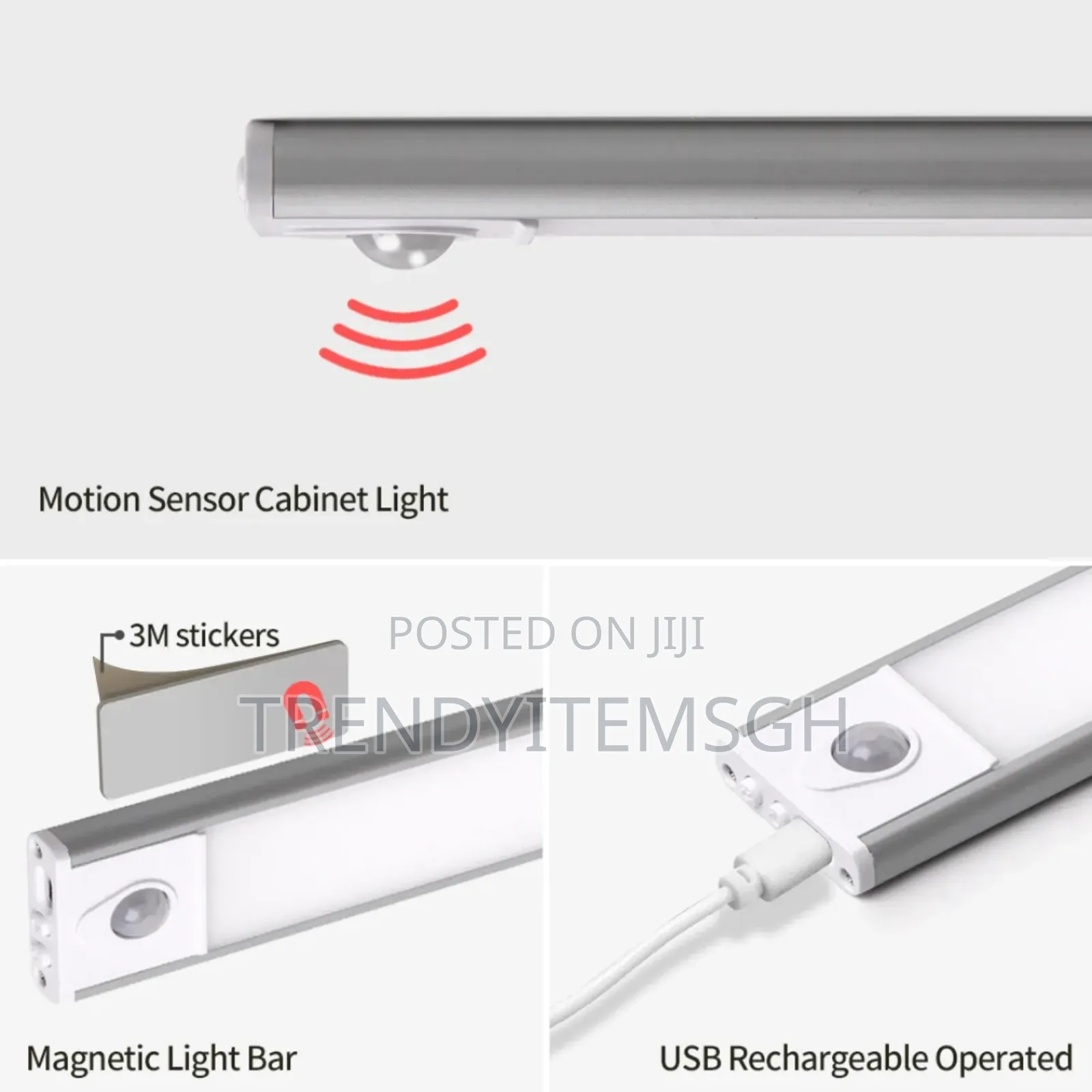 11.8" Ultra-Thin Smart Motion Sensor Light Bar 3 Color Magnetic Light