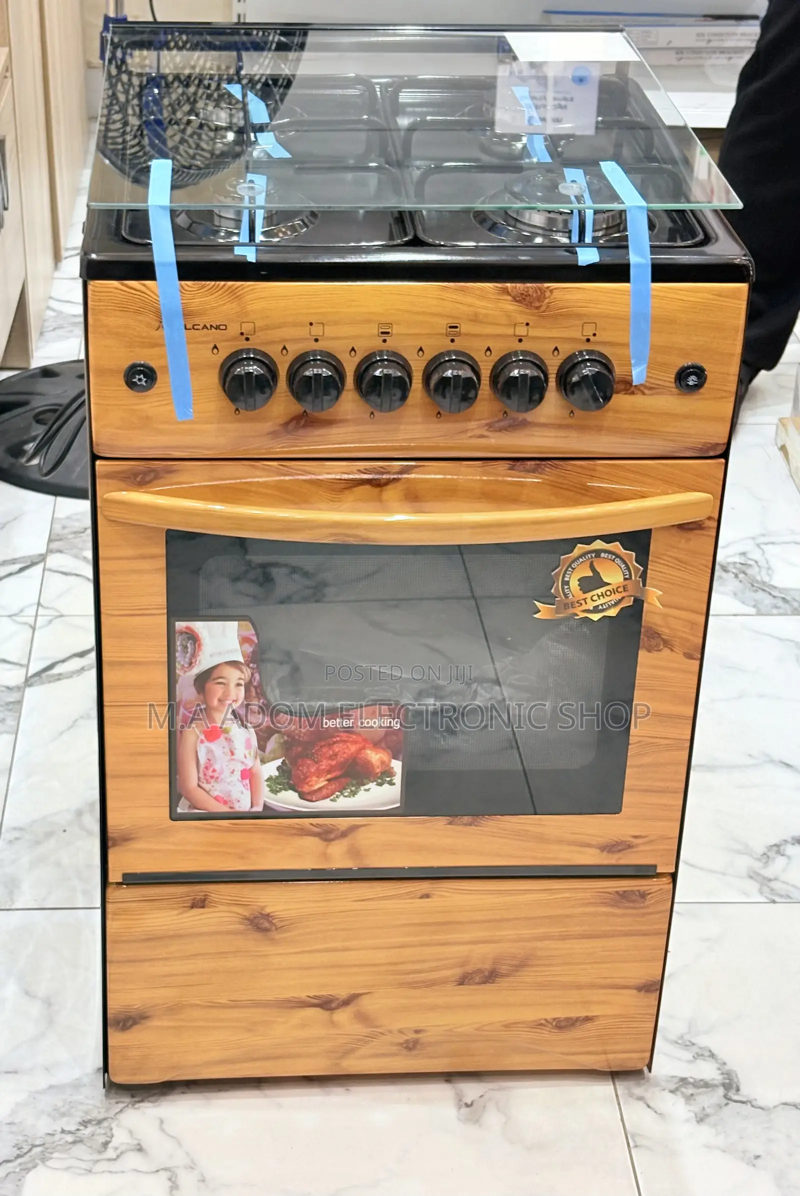 Wooden Finish 4 Buner Volcano Auto Ignition Cooker