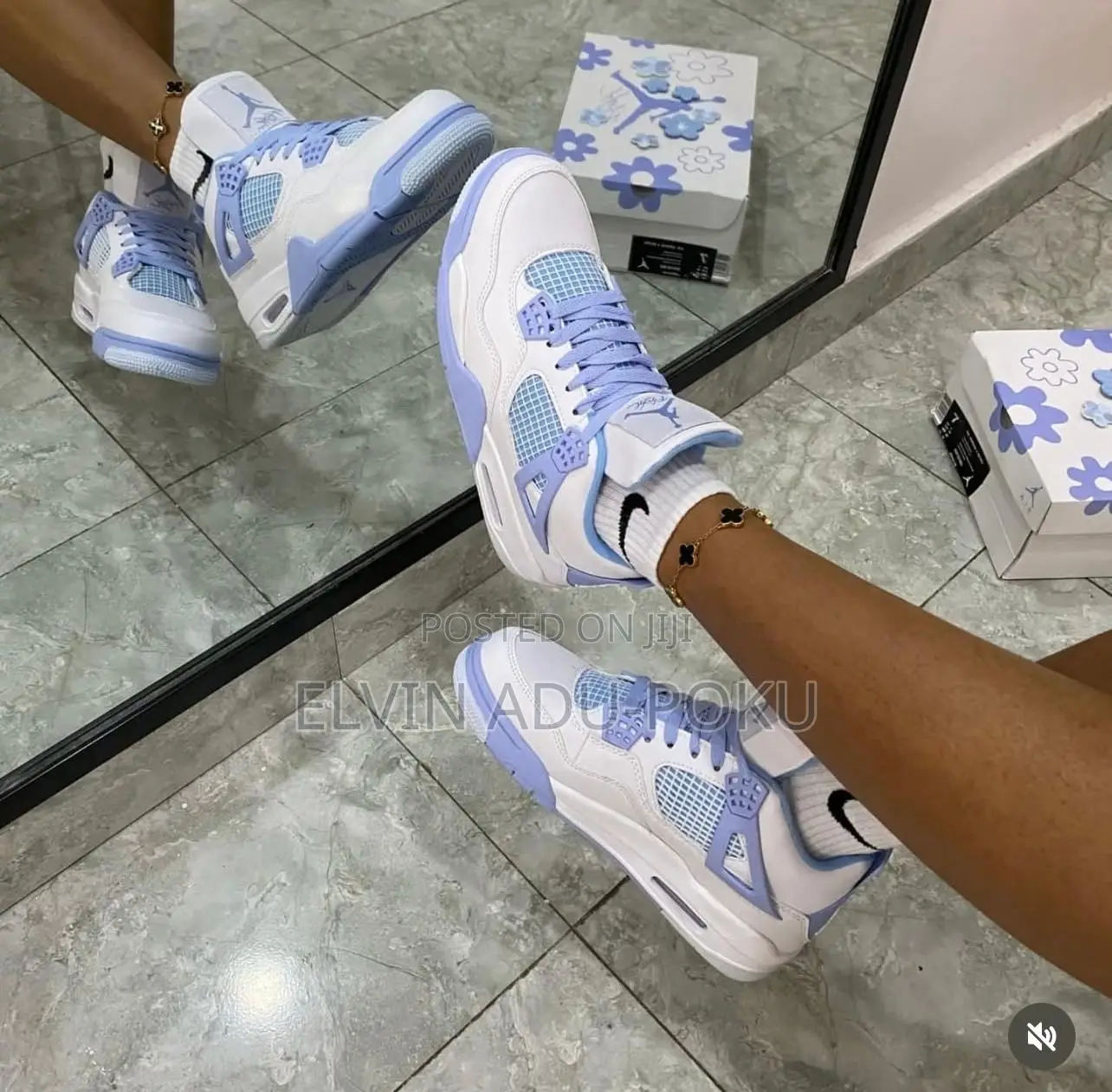 Air Jordan "White/Aluminum/Blue Tint/Oil Green" Sneakers