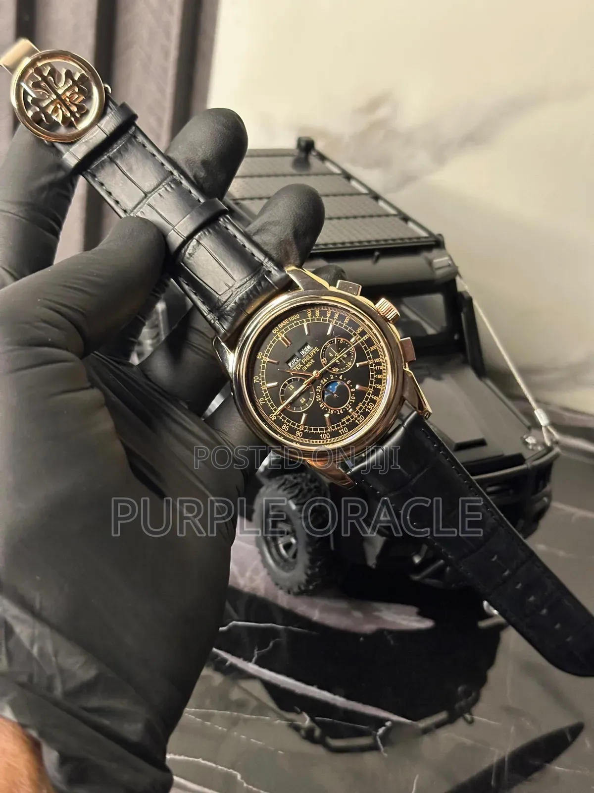 Black Strap Patek Philippe Leather Timepiece